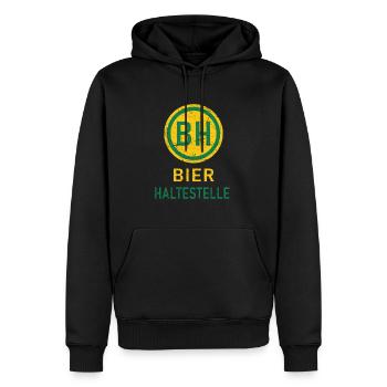 Bier Haltestelle Lustige Sprüche - Männer Premium Bio Hoodie - Schwarz - Vorne - Nico (187cm)