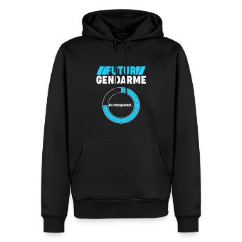 Futur Gendarme - Sweat à capuche Premium bio Homme - noir - Devant - Nico (187cm)