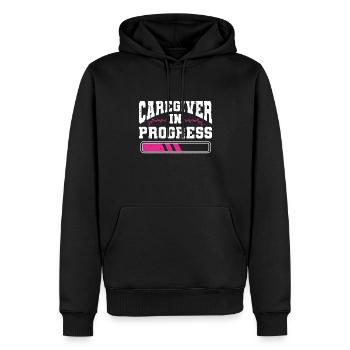 Infirmière soignante - Sweat à capuche Premium bio Homme - noir - Devant - Nico (187cm)
