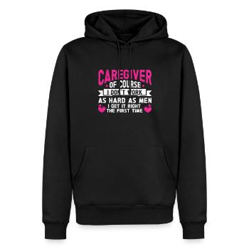 Infirmière soignante - Sweat à capuche Premium bio Homme - noir - Devant - Nico (187cm)