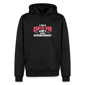 Infirmière soignante - Sweat à capuche Premium bio Homme - noir - Devant - Nico (187cm)
