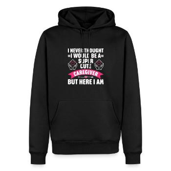 Infirmière soignante - Sweat à capuche Premium bio Homme - noir - Devant - Nico (187cm)