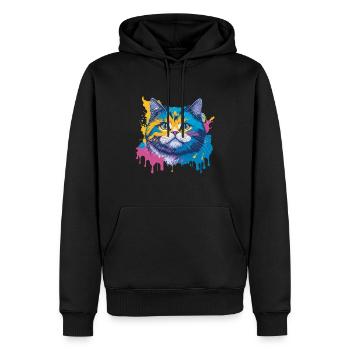 Color Splash Cat - Expression Féline Artistique - Sweat à capuche Premium bio Homme - noir - Devant - Nico (187cm)