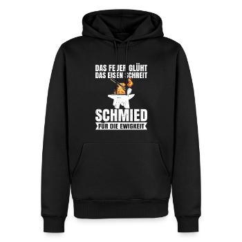 Schmied - Männer Premium Bio Hoodie - Schwarz - Vorne - Nico (187cm)