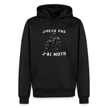J'Peux Pas J'ai Moto Homme Motard Biker Humour - Sweat à capuche Premium bio Homme - noir - Devant - Nico (187cm)