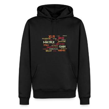 Bühnencrew -Beleuchtungstechniker - Männer Premium Bio Hoodie - Schwarz - Vorne - Nico (187cm)