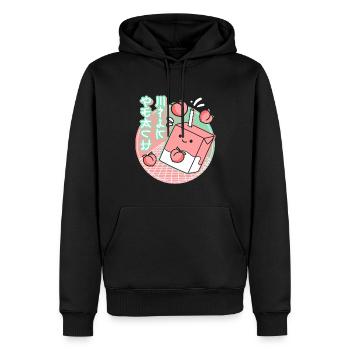 Kawaii Peach Drink 80s 90s Vaporwave Anime - Männer Premium Bio Hoodie - Schwarz - Vorne - Nico (187cm)