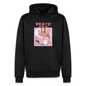 Kawaii Peach Drink 80s 90s Vaporwave Synthwave - Männer Premium Bio Hoodie - Schwarz - Vorne - Nico (187cm)