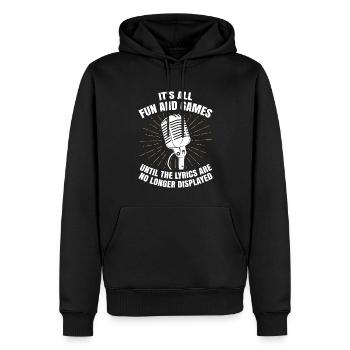 Drôle de chanteur de karaoké - Sweat à capuche Premium bio Homme - noir - Devant - Nico (187cm)