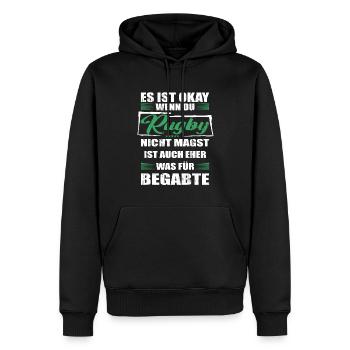 Spruch rugby Mann & Frau & Kinder - Männer Premium Bio Hoodie - Schwarz - Vorne - Nico (187cm)