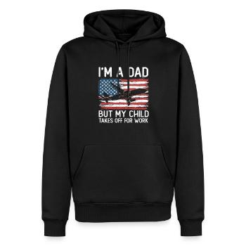 Flight Attendant Papa Stewardess Flight Attendant - Men’s Premium Organic Hoodie - black - Front - Nico (187cm)