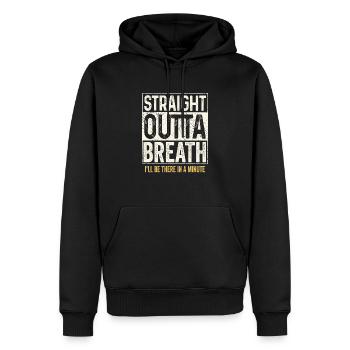 Straight outta Breath - Männer Premium Bio Hoodie - Schwarz - Vorne - Nico (187cm)