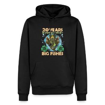 20 ans anniversaire drôle pêcheur pêche - Sweat à capuche Premium bio Homme - noir - Devant - Nico (187cm)