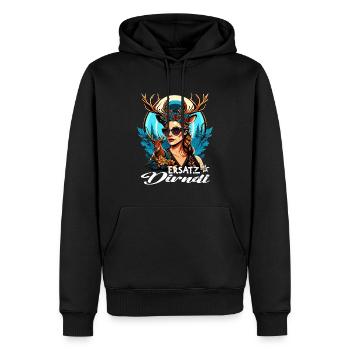 Tracht & Trachten Hirsch Ersatz Dirndl - Männer Premium Bio Hoodie - Schwarz - Vorne - Nico (187cm)
