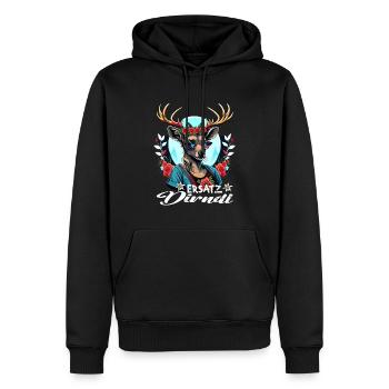Tracht & Trachten Hirsch Ersatz Dirndl - Männer Premium Bio Hoodie - Schwarz - Vorne - Nico (187cm)
