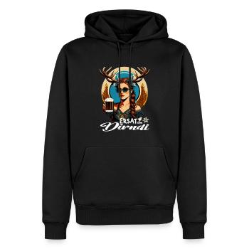 Tracht & Trachten Hirsch Ersatz Dirndl - Männer Premium Bio Hoodie - Schwarz - Vorne - Nico (187cm)