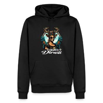 Tracht & Trachten Hirsch Ersatz Dirndl - Männer Premium Bio Hoodie - Schwarz - Vorne - Nico (187cm)