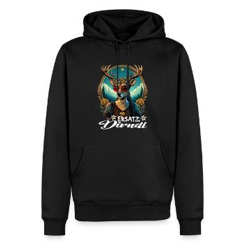 Tracht & Trachten Hirsch Ersatz Dirndl - Männer Premium Bio Hoodie - Schwarz - Vorne - Nico (187cm)