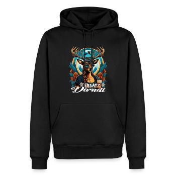 Tracht & Trachten Hirsch Ersatz Dirndl - Männer Premium Bio Hoodie - Schwarz - Vorne - Nico (187cm)