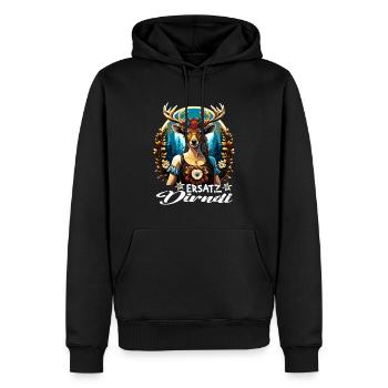 Tracht & Trachten Hirsch Ersatz Dirndl - Männer Premium Bio Hoodie - Schwarz - Vorne - Nico (187cm)