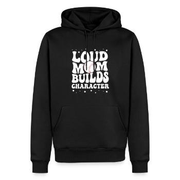 Maman baseball - Sweat à capuche Premium bio Homme - noir - Devant - Nico (187cm)