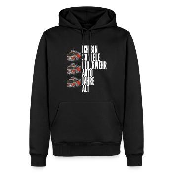 Feuerwehr Junge 3 Jahre Geburtstag Feuerwehrauto - Männer Premium Bio Hoodie - Schwarz - Vorne - Nico (187cm)