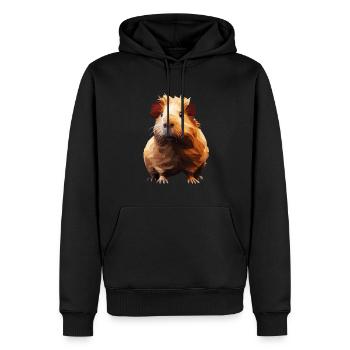 Cochon d’Inde dans le style polygonal - Sweat à capuche Premium bio Homme - noir - Devant - Nico (187cm)