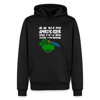 Humour Beauf Jardin Tuyau Arrosage - Sweat à capuche Premium bio Homme - noir - Devant - Nico (187cm)