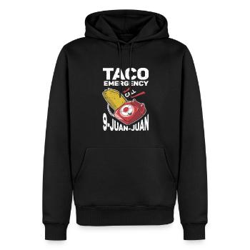 Appel d’urgence pour tacos 9 Juan Juan - Sweat à capuche Premium bio Homme - noir - Devant - Nico (187cm)