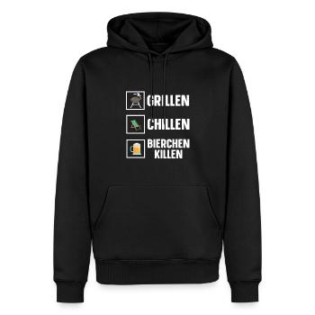Grillen Chillen Bierchen Killen Bier BBQ Grill - Männer Premium Bio Hoodie - Schwarz - Vorne - Nico (187cm)