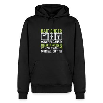 Barman Cadeau Emploi Serveur Barman - Sweat à capuche Premium bio Homme - noir - Devant - Nico (187cm)