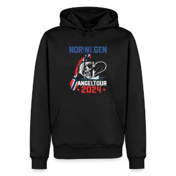 Angeltour Angeln in Norwegen 2024 - Männer Premium Bio Hoodie - Schwarz - Vorne - Nico (187cm)