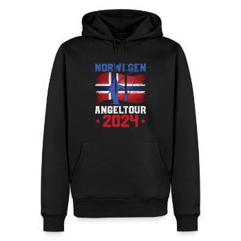 Angeln Norwegen 2024 Angeltour - Männer Premium Bio Hoodie - Schwarz - Vorne - Nico (187cm)