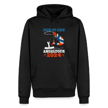 Angeln in Norwegen Angeltour Norwegen 2024 - Männer Premium Bio Hoodie - Schwarz - Vorne - Nico (187cm)