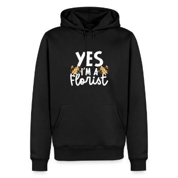 Cadeau de fleuriste, Designer Floral disant, fleuriste - Sweat à capuche Premium bio Homme - noir - Devant - Nico (187cm)