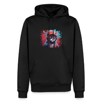 Chat Animal Art I Cool Chat Mignon - Sweat à capuche Premium bio Homme - noir - Devant - Nico (187cm)