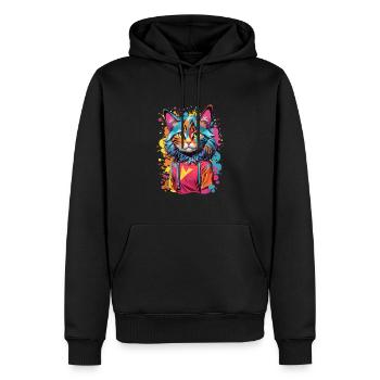 Chat Animal Art I Cool Chat Mignon - Sweat à capuche Premium bio Homme - noir - Devant - Nico (187cm)