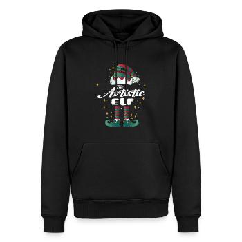 artistic Elf funny Family Christmas Weihnachten - Männer Premium Bio Hoodie - Schwarz - Vorne - Nico (187cm)