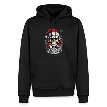 Totenkopf im Weihnachts Design Weihnachtsoutfit - Männer Premium Bio Hoodie - Schwarz - Vorne - Nico (187cm)