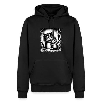 Chat et souris Selfie Joyeux Noël Drôle - Sweat à capuche Premium bio Homme - noir - Devant - Nico (187cm)