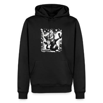 Chat et souris Selfie Joyeux Noël Drôle - Sweat à capuche Premium bio Homme - noir - Devant - Nico (187cm)