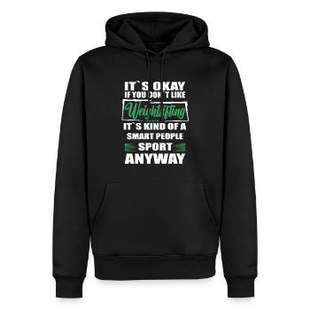 Ce n’est pas grave si vous n’aimez pas l’haltérophilie - Sweat à capuche Premium bio Homme - noir - Devant - Nico (187cm)