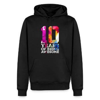 10 YEARS OF BEING AWESOME 10TH BIRTHDAY - Men’s Premium Organic Hoodie - black - Front - Nico (187cm)