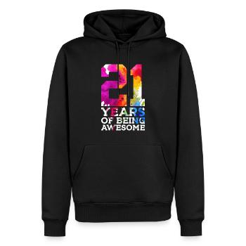 21 ANS D’ÊTRE GÉNIAL 21E ANNIVERSAIRE - Sweat à capuche Premium bio Homme - noir - Devant - Nico (187cm)