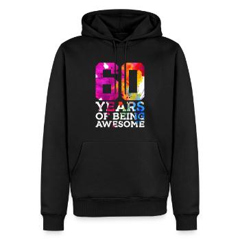 60 YEARS OF BEING AWESOME 60. GEBURTSTAG - Männer Premium Bio Hoodie - Schwarz - Vorne - Nico (187cm)