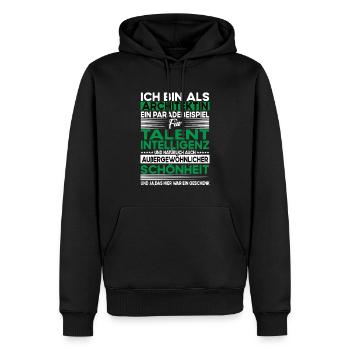 Architektin Bescheiden - Lustiger Spruch - Männer Premium Bio Hoodie - Schwarz - Vorne - Nico (187cm)
