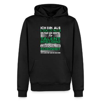 Buchhalter Bescheiden - Lustiger Spruch - Männer Premium Bio Hoodie - Schwarz - Vorne - Nico (187cm)