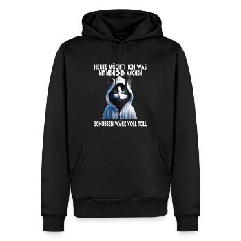 Heute möchte ich was mit Menschen machen Schubsen - Männer Premium Bio Hoodie - Schwarz - Vorne - Nico (187cm)