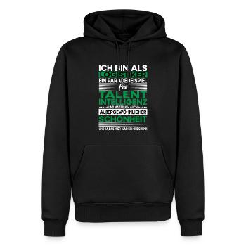 Logistiker Bescheiden - Lustiger Spruch - Männer Premium Bio Hoodie - Schwarz - Vorne - Nico (187cm)