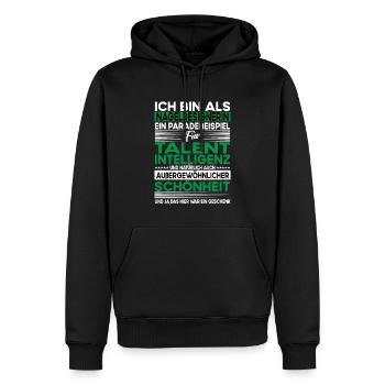 Nageldesignerin Bescheiden - Lustiger Spruch - Männer Premium Bio Hoodie - Schwarz - Vorne - Nico (187cm)